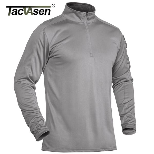 Magliette da uomo TACVASEN Con tasca con cerniera Magliette a maniche lunghe Magliette tattiche da uomo 14 Camicie con colletto con zip Quick Dry Esercito militare Top Uomo 230512