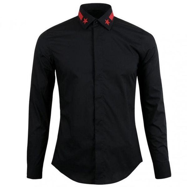 Nuovi uomini Slim Fit manica lunga da uomo Camicie casual Chemise Homme Marque Camicia da uomo di marca di lusso Camicia ricamata stella 3XL