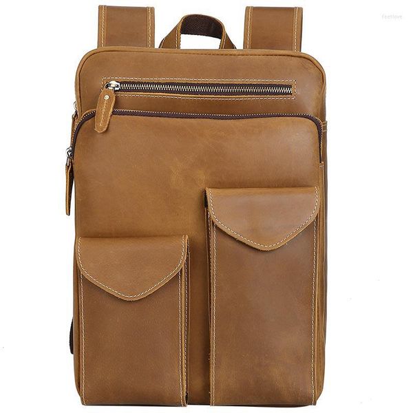 Rucksack Männlich Echtes Leder Business Rucksack Männer Echte Kuh Gepäck Reisetasche Große Duffle Tote Wochenende Jungen Schultasche