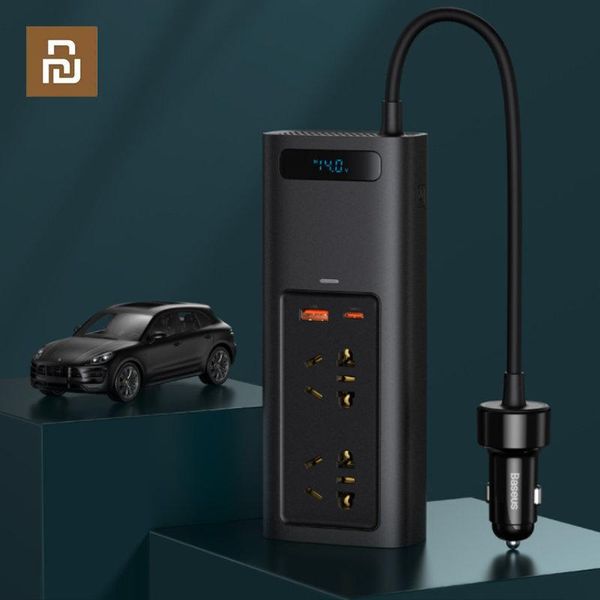 Accessori Youpin Baseus auto Inverter DC 12v su AC 220V Auto Converter Inversor USB Type C Carica rapida US US Eu Auto Power Adapter Inverter