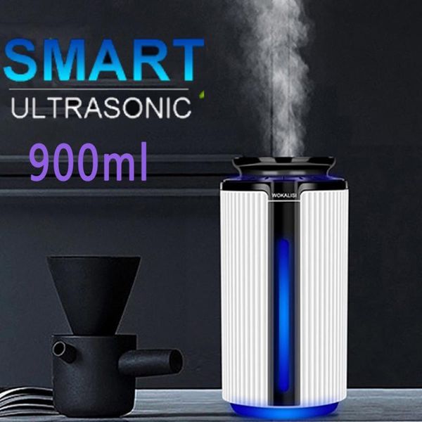 Elettrodomestici Umidificatore 900ML Diffusore d'aria ad ultrasuoni intelligente Aroma di olio essenziale Aromaterapia Umidificatore USB LED Umidificatore a nebbia fredda