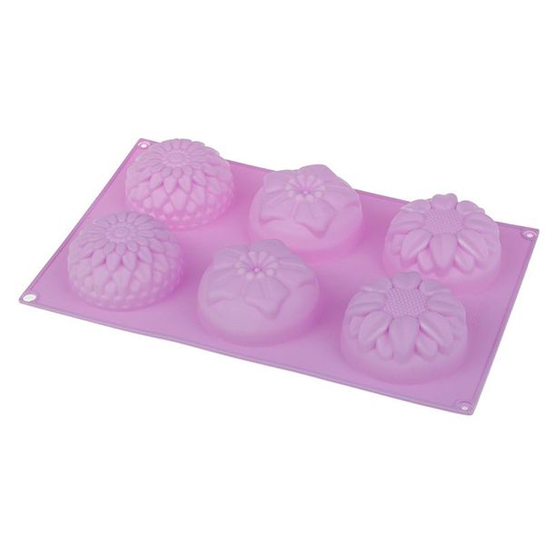 Strumenti per torte 1pc 6 fori fai da te stampo per sapone fatto a mano cavità rettangolare fiore stampi in silicone accessorio per la fabbricazione di candele