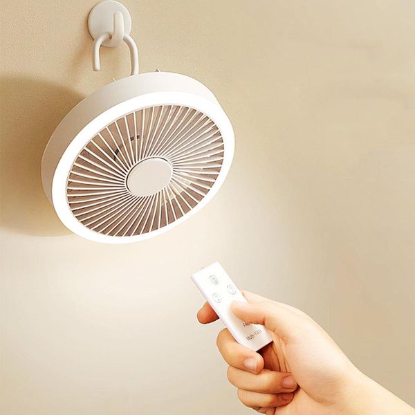 Umidificatori Ventilatore da soffitto portatile con telecomando per ricarica USB con lampada a LED per la stanza di casa Ventola di raffreddamento elettrica alimentata a batteria a parete