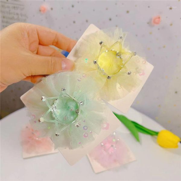 Accessori per capelli 8 Pz/lotto Baby Hairpin Lace Bow Strass Crown Princess Pinze Mesh Ragazze Hairgrips Barettes Copricapo