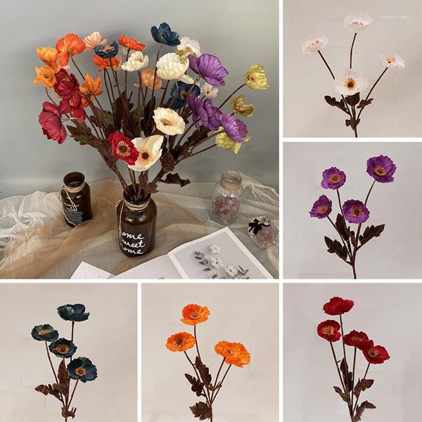Flores decorativas Pano de flor artificial Ramo inseado para festas de aniversário falsas decoração de artesanato artesanal de artesanato