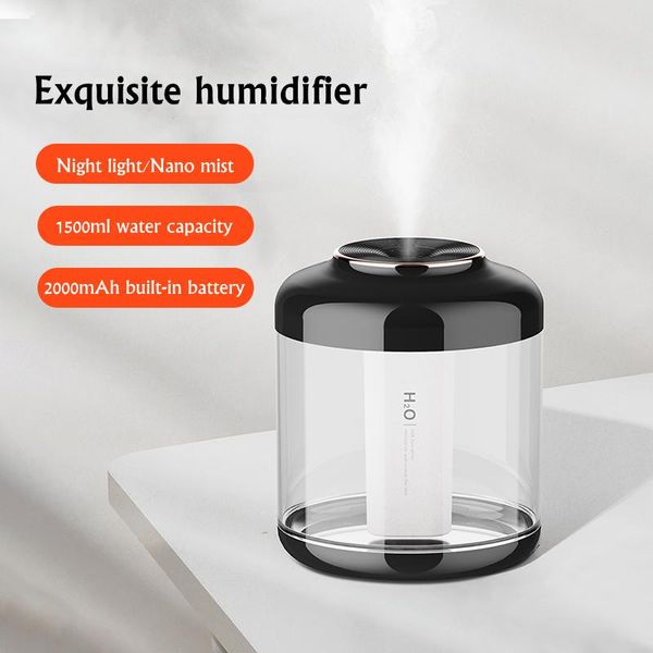 Purificatori 1500 ml Home Wireless Air Humidifier USB USB ricaricabile ricaricabile ad ultrasuono diffusore Purificatore LED LED LED 2000MAH Batteria Humidificador