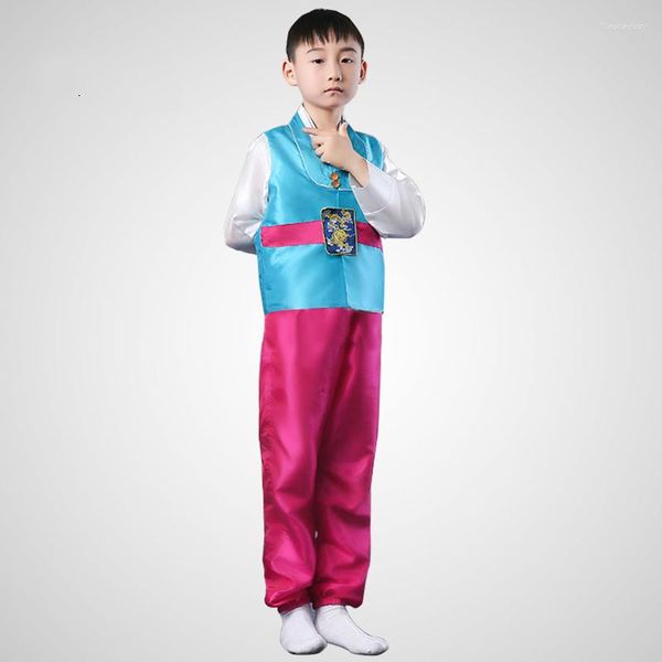 Abbigliamento etnico Bambini Costume nazionale coreano Maschile tradizionale Hanbok 3 PCS Bambini asiatici per spettacoli teatrali 18