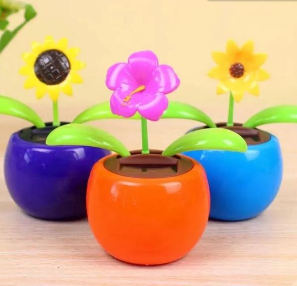 200pcs Solar Powered Dancing Flower Swinging Animated Dancer Toy Car Decoration Cars Solars Fiori Accessori Giocattoli Party Wedding