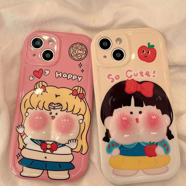 Caixa de telefonia de designer Cartoon Sailor Moon Adequado para iPhone 11 12 13 Pro Max XR Xsmax All-Inclusive Silicone Soft Case Anti-Fall 7 8 Plus