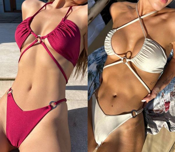 Sexy Micro Bikini Low V Taille Push-Up Bikini Set Frauen Badeanzug Halter Bademode Bandage Badeanzug Tanga Biquini Mujer 2023