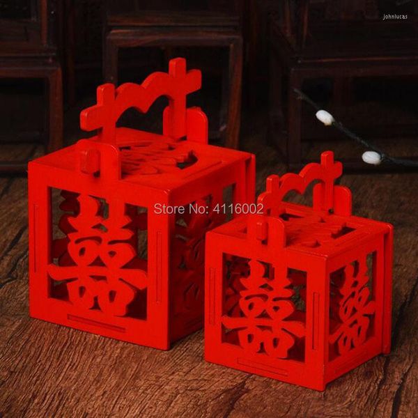 Embrulho de presente 50pcs caixa de doces de madeira portátil chinesa dupla felicidade tradicional favorita o casamento