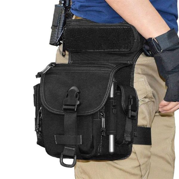 Stuff Sacks Leg Bag Waist Drop Tactical Tools Coscia Pack Pouch 600D Nylon impermeabile Escursionismo Borse da campeggio Attività all'aperto Black2381