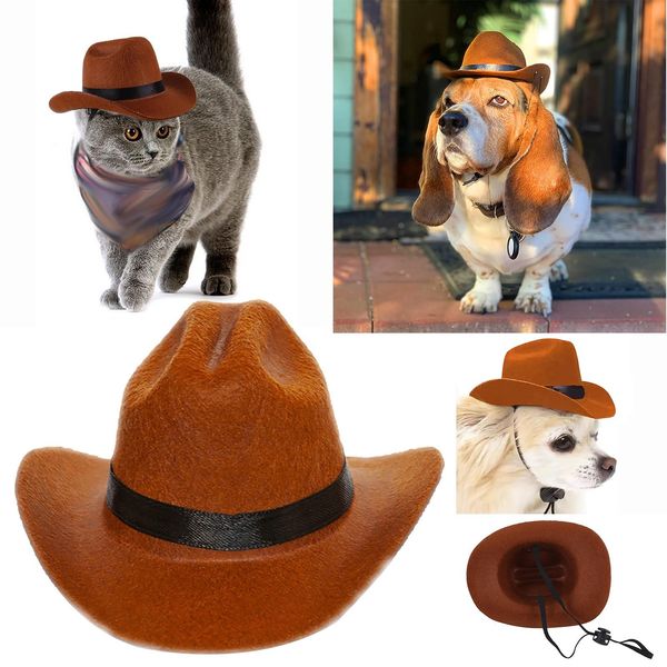 Supplies Haustier-Cowboy-Hut, Kleidung, Hund, Katze, Cowboy-Hüte, Welpe, verstellbare Kappe, geeignet für kleine Hunde und Katzen, Geburtstagsparty-Fotoshootings