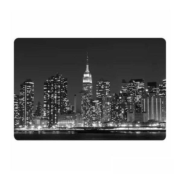 Yastık/Dekoratif Yastık Black Night Manzara Front America Cityscape Skyline Puse Halı Halı Modu Dhtst