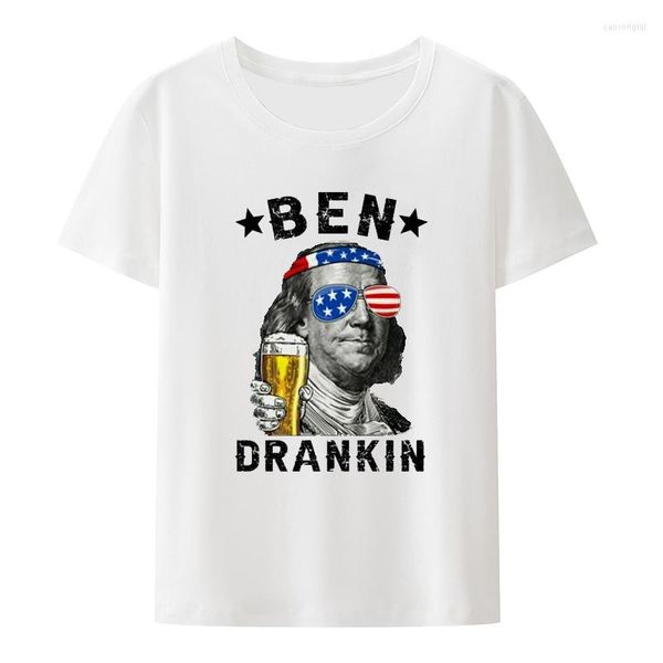 Herren T-Shirts Lustige Ben Drankin Baumwoll-T-Shirts Y2k-Kleidung Herrenhemd Bedrucktes T-Shirt Top Camisa Street Fashion Sommer Humor O-Ausschnitt