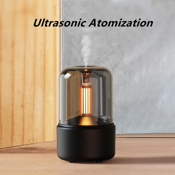 Elettrodomestici 120ML Lampada a candela Diffusore di aromi Umidificatore Diffusore di aromaterapia elettrico Fiamma Humidicador USB Desktop Decor Luce notturna