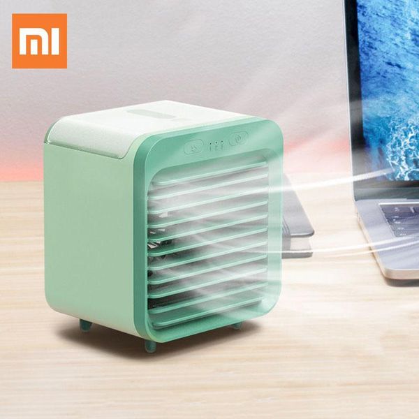 Ventilatori Xiaomi USB Desk Mini Ventilatore Portatile Dispositivo di raffreddamento dell'aria Ventilatore Condizionatore d'aria Desktop Ventola di raffreddamento ad aria Umidificatore Purificatore per Ufficio Camera da letto