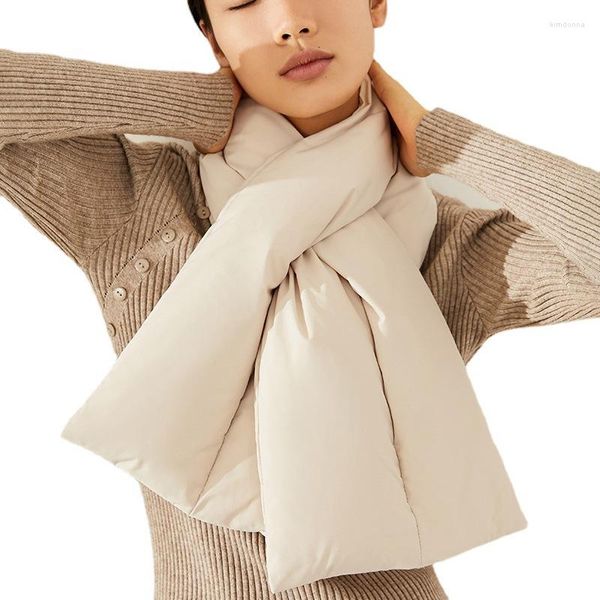 Sciarpe Inverno 2023 Stile giapponese Simple Down Sciarpa da donna Coppia Pure Color Fashion Neck Guard Warm White Duck Wrap