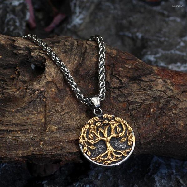 Catene Regalo nordico Collana vichinga per uomo Albero della vita Yggdrasil Odin Gioielli in acciaio inossidabile