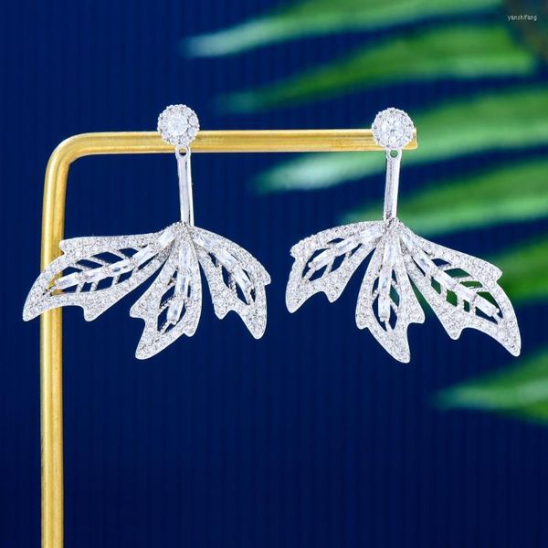 Orecchini pendenti GODKI Charms personalizzati 2023 Foglie Corea lungo per le donne Matrimonio Dubai Cubic Zircon Party Jewelry