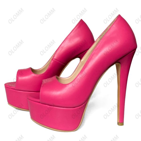 Olomm Neue Ankunft Frauen Plattform Pumpen Sexy Stiletto Peep Toe Ziemlich 14 Farben Abend Prom Schuhe Frauen UNS Größe 5-20