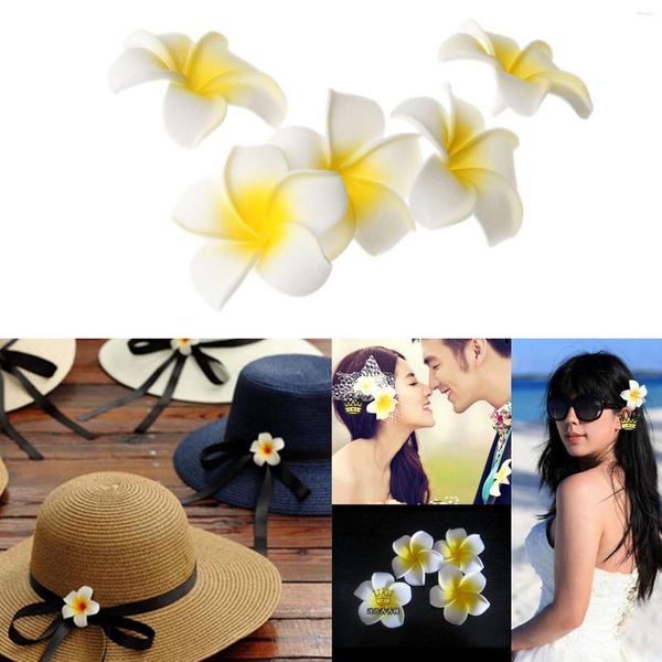 Dekorative Blumen, 10 Stück, Tischdekoration, Plumeria, hawaiianischer Schaumstoff, Frangipani-Blume für Hochzeit, Party, Dekoration, Romantik, Durchmesser 4 cm, 1,57 Zoll