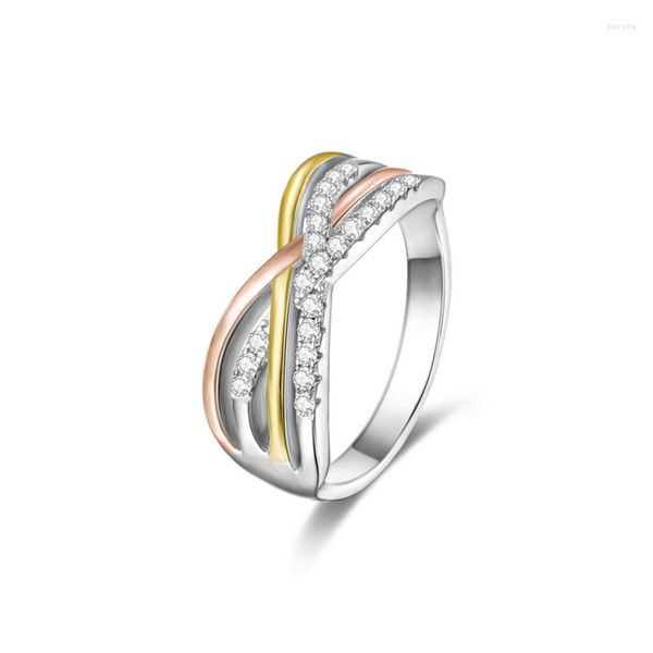 Кластерные кольца 925 Серебряный серебряный серебряный серебряный трек инкрустации для женщин Элегантная любовная обручальная свадьба.
