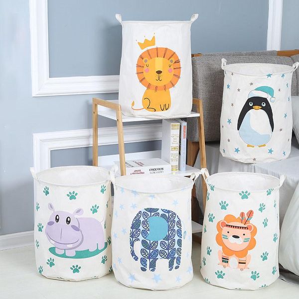 Organização dos desenhos animados cesta de roupa suja dobrável lavável saco de roupa infantil brinquedos organizar cesta de armazenamento guarda-roupa do quarto casa