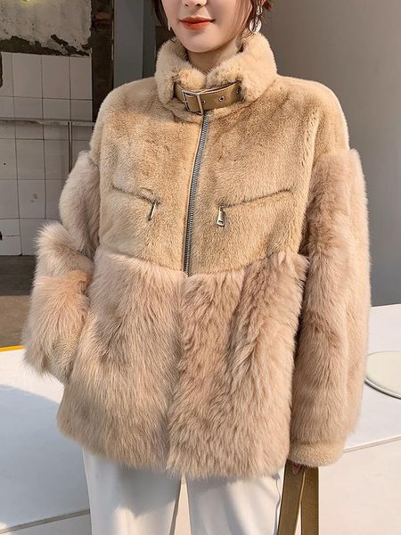 Женская меховая искусство настоящая женская норка натуральная шерстяная куртка корейская осенняя зима овчина пальто Женская одежда 2023 Manteau Femme