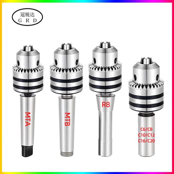 GereedsChapShouder 1 set Drill Chuck B10 B12 B16 B18 B22 + Asta di collegamento MT1 MT2 MT3 MT4 C8 C8 C10 C10 C16 C16 C20 R8 M12 7/16 Set di risonanza di risonanza di perforazione.