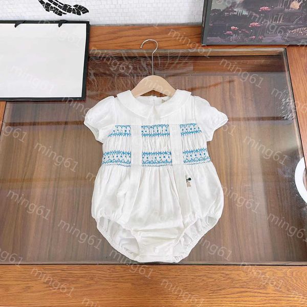 23ss vestiti per bambini firmati bebe neonato tutina risvolto logo classico ricamo bambino manica corta strisciante vestito vestiti appena nati di alta qualità