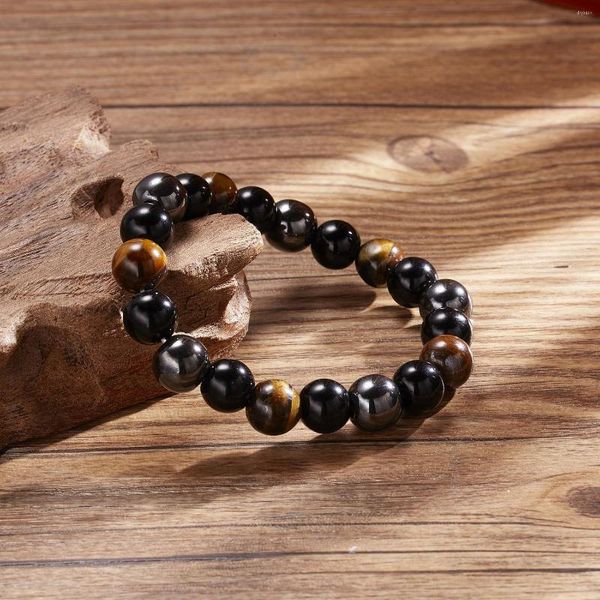 Strand Classics Perlenarmband Herren Tigerauge Stein Obsidian Hämatit Elastisch Paar Geschenk Accessoires Großhandel 116