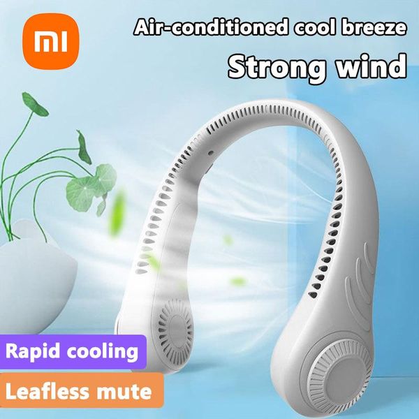 Ventole Xiaomi Nuovo Ventilatore portatile ricaricabile Mini ventilatore USB Personale senza lama 4000mAh Dispositivo di raffreddamento dell'aria Condizionatore Indossabile Ventole silenziose