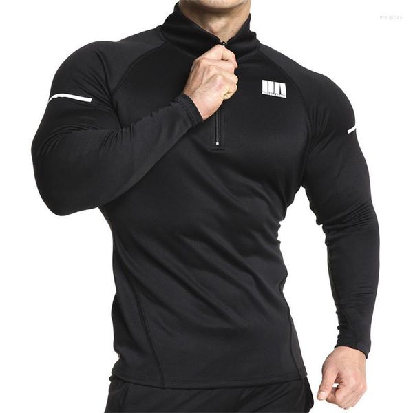 Männer T Shirts 2023 Langarm Enge Elastizität T-shirts Muscle Bodybuilding Turnhallen Marke Kleidung Plus Größe M-XXL