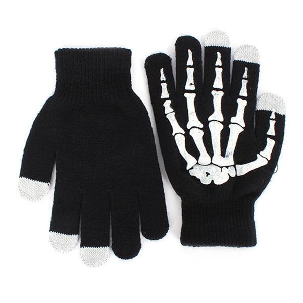 Fashion-inverno de dedo completo unissex maconha luvas de esqueleto fantasma screen de toque de osso fantasma2559