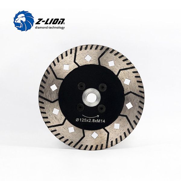 Zlion Zlion de 5 polegadas Diamante Turbo serra Blade 125mm Disco de corte de pedra de granito com flange M14 5/811 SAW Circular Multi Tool