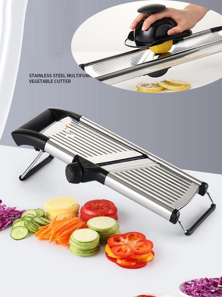 Processadores 304 Mandoline de Aço Inoxidável Profissional Slicer Vegetal Cortador Ajustável Ralador Vegetal com Lâminas Acessórios de Cozinha