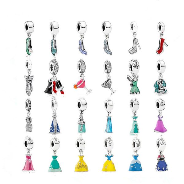 Pingente de Prata Esterlina 925 Pingente Dia das Mães Série Desenhos Animados Sapatos Estilo Sapato Copo de Vinho NOVO FashionBead Fit Pandora Charms Pulseira Faça Você Mesmo Jóias Acessórios