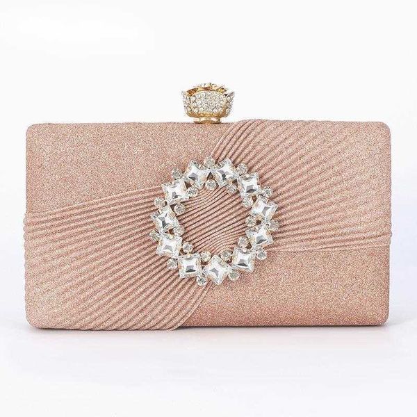 Abendtaschen mit Pailletten für Damen, 2023, neue Roségold-Clutch mit Strass-Kette, Sling-Schulter, Party/Hochzeit/Luxus-Geldbörse 230427