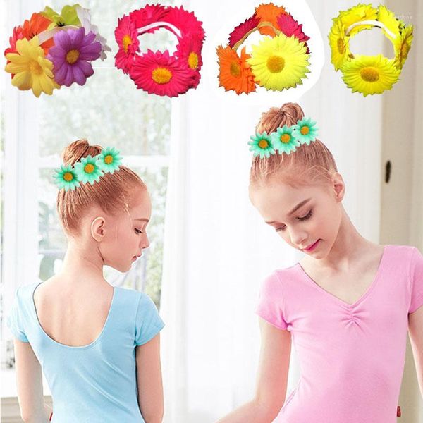 Saç Aksesuarları Daisy Flower Bun Ring Tutucu Garland Scrunchies Kızlar İçin Çiçek Band