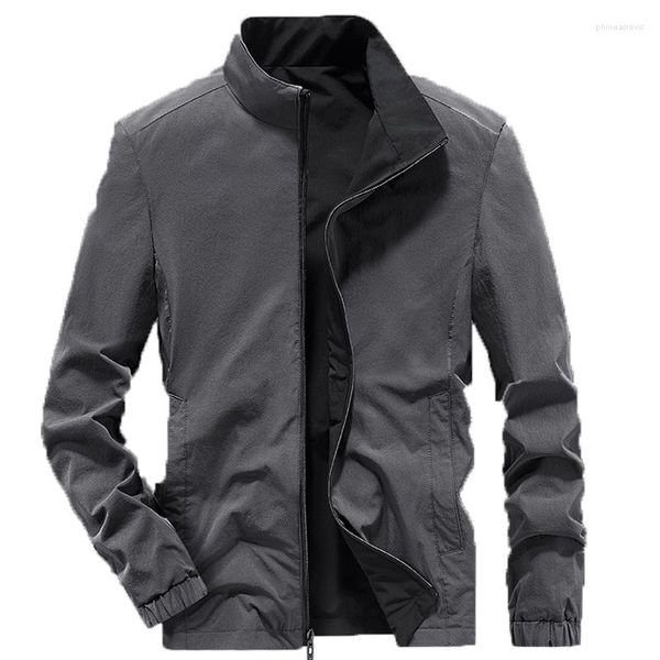 Giacche da uomo 2023 Moda Giacca reversibile Cappotto Colletto alla coreana Business Casual Camicetta Zipper Cargo Wind Proof Outdoor Uomo Bomber 4XL