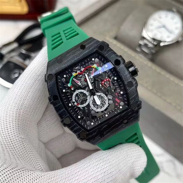 Tam Fonksiyon Tüm Suç İzleme İskeleti Saatler Çoklu Kadran Enfes Mens Rahat Reloj Yumuşak kayış düz renkli siyah çerçeve modern spor saatler unisex xb11