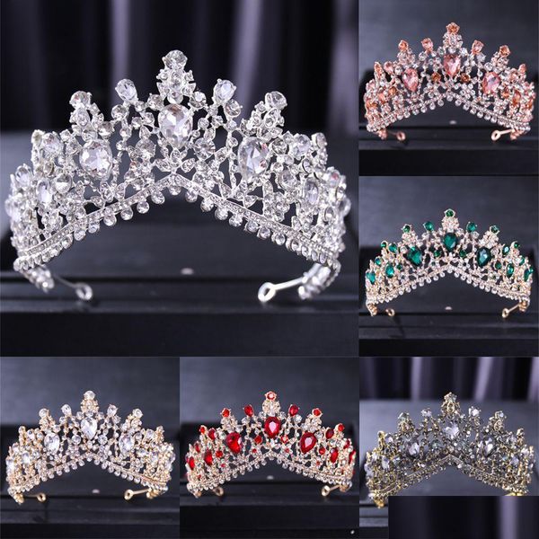 Hair Jewelry Barroce Crystal Water Drop Crowns e Tiaras Vintage Tiara Crown for Women Bride Acessórios Deliver