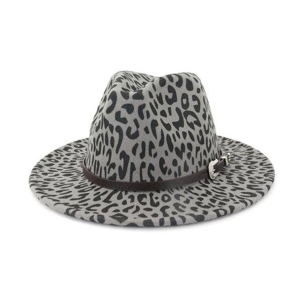 2019 Herbst und Winter, Leopardenmuster, Krempe, Reisemütze, Fedoras, Jazzhut, Panamahüte für Damen und Mädchen, 64241c