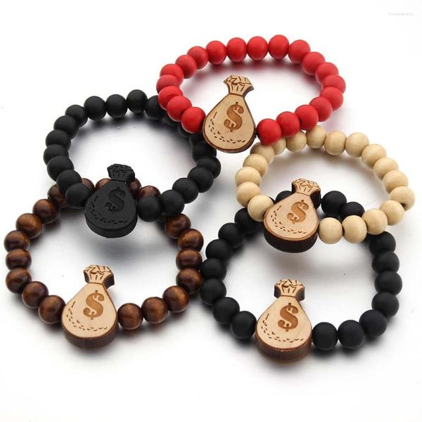 Filo 10MM Fresco Elastico Rotondo Perline di Legno Inciso Fai da Te Catena Etnica Mappa Africana Uccello Panda Gesù Braccialetto Gioielli Accessorio Regalo Hiphop