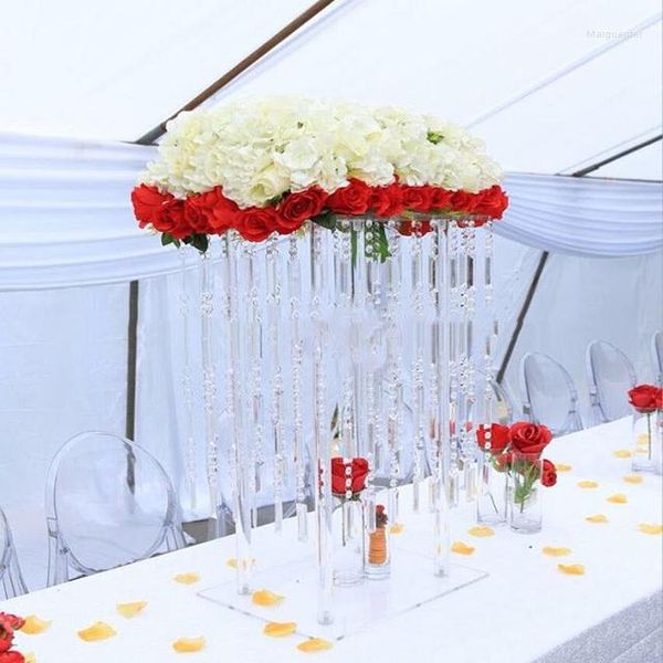 Parti Dekorasyonu 6pcs) Kristal Avize Düğün Merkezi Romantik Açık Kristal Çiçek Standı Akrilik Centerpieces