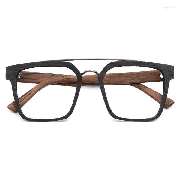 Molduras de óculos de sol 2023 Acetato de madeira acetato Double Beam Eyewear Japão Vinatge Big Tamanho Leitura de óculos de prescrição para homens Óculos