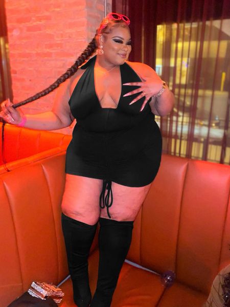 Платья больших размеров Summer E Halter Sexy Sexyless Blackless Black Club -еда