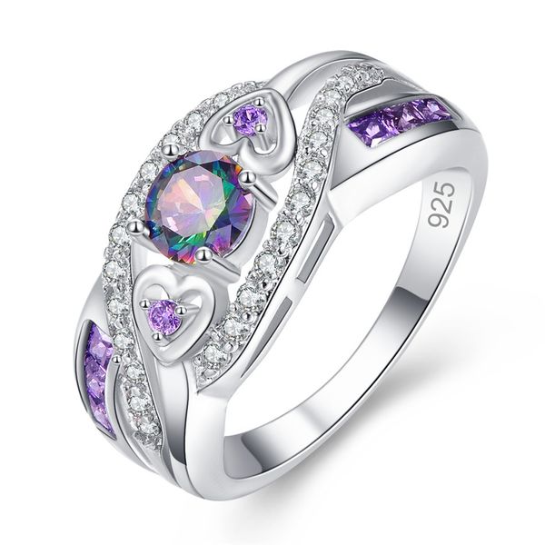 Ringe für Damen, quadratischer Amethyst-Ring mit natürlichem Edelsteinschliff