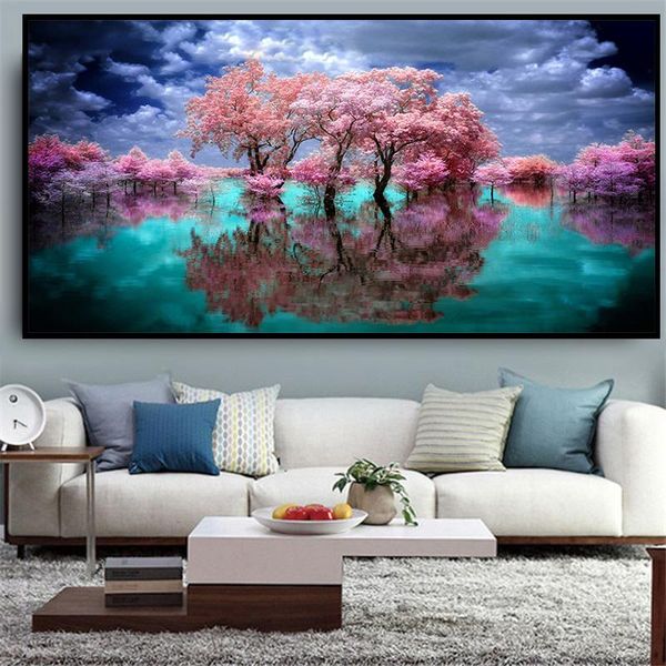 Стич DIY 5D Diamond Painting Cherry Blossom Дерево пейзажи полная бриллиантовая вышивка ландшафт гостиная